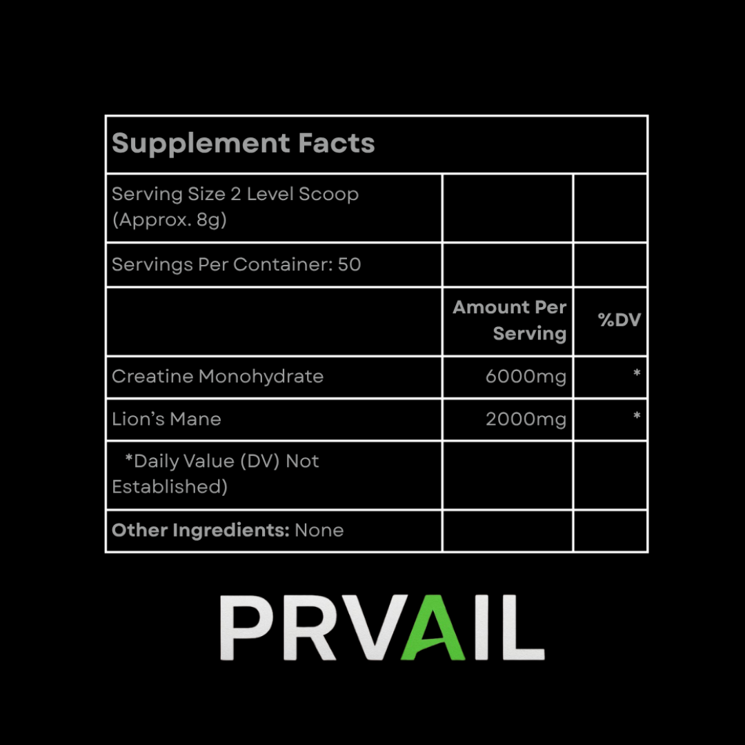PRVAIL PowerMind (Creatine Monhydrate + Lion's Mane)